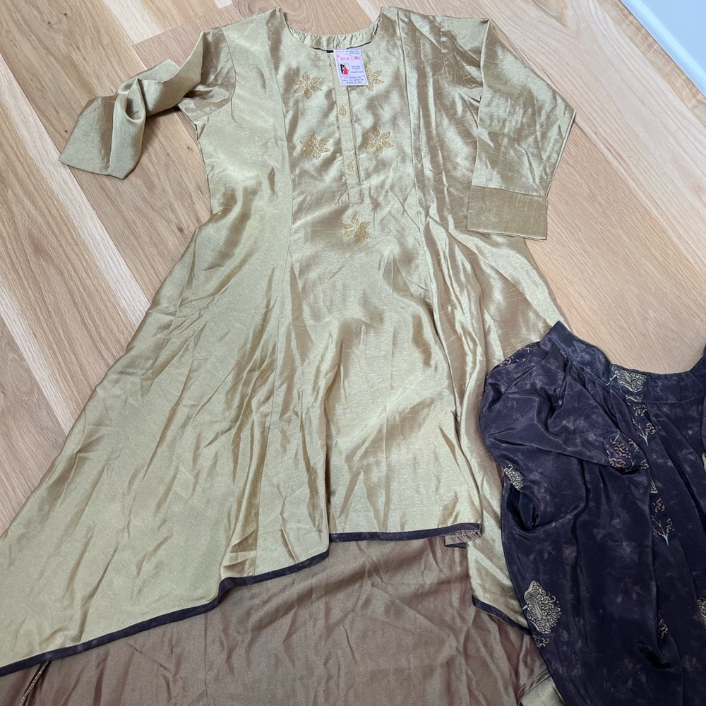 Women’s Gold-Tan Flared Kurta - Classic Ethnic Wear